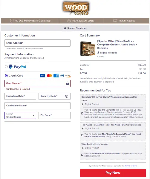 Wood Profits - Secure Order Form